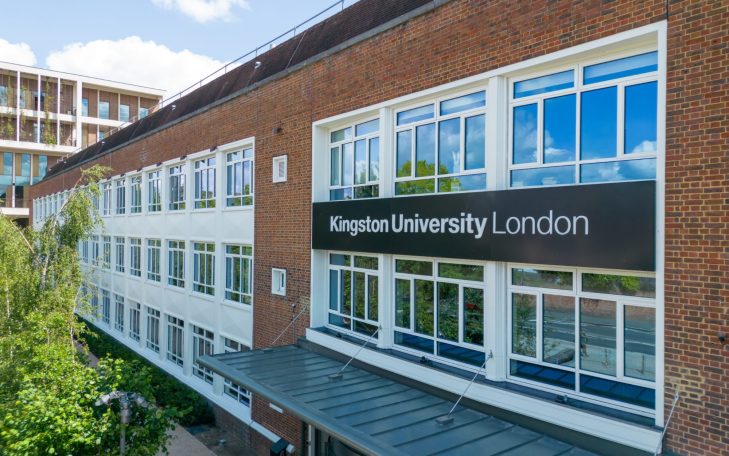 Kingston University Phase I & II Exterior of Kingston University London building with large windows and signage.